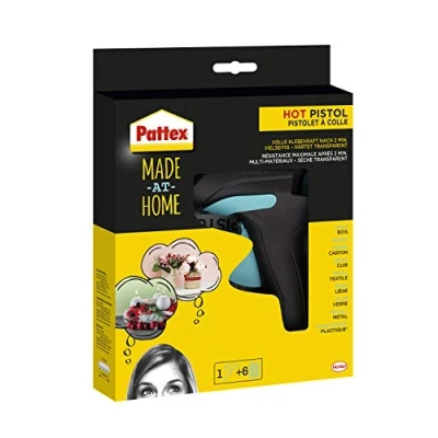 Image de Pattex Made at Home pistolet à colle, colle pour les travaux de bricolage créatifs, kit comprenant 1x et 6x bâtons chaude 11 mm diamètre