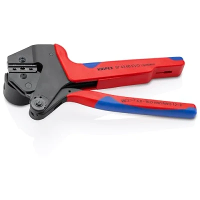Image de KNIPEX 97 43 66 EVO Pince à Sertir Universelle pour Matrices de Sertissage Interchangeables avec Gaines Bi Matière Brunie 200 mm