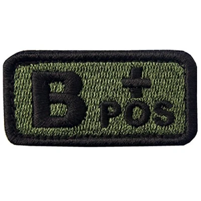 Image de Tactique Type B Positif Groupe sanguin emblème Brodé Fastener à Crochet et Boucle Patch, Olive Drab