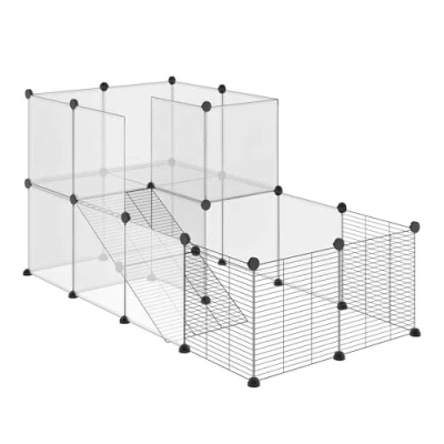 Image de PawHut Enclos pour Petits Animaux Design DIY Cage modulable Cochon d&#039;Inde Lapin Chinchillas domestiques 27 Panneaux Noir