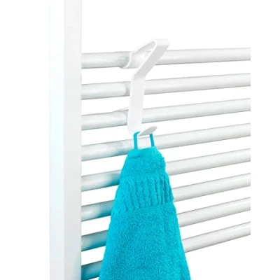 Image de WENKO Crochet pour radiateur sèche Serviettes Universel Flexi Plastique (ABS), 2.5 x 13.5 8.5 cm, Blanc