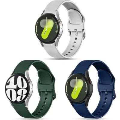 Image de Issinlky bracelet en silicone pour Galaxy Watch 7, souple Samsung 7/FE/6/5/4 40mm 44mm/Watch 6 Classic 43mm 47mm/Watch 5 Pro 45mm/Watch 4 42mm 46mm