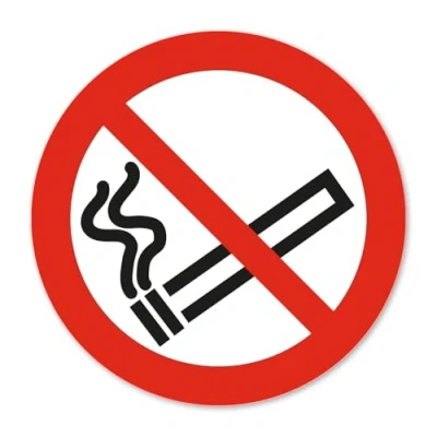 Image de Autocollant d&#039;interdiction de fumer P002 selon la norme DIN EN ISO 7010 I Non fumeurs Avertissement Ø 10 cm Protection UV Résistant aux intempéries hin_792