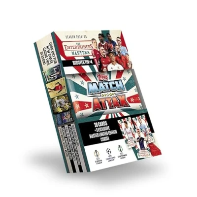 Image de Topps Match Attax 24/25 Boîte Booster Masters Contient 28 cartes plus 3 LE&#039;s exclusifs « Master » Hakan Çalhanoğlu, Kevin De Bruyne et Heung min Son