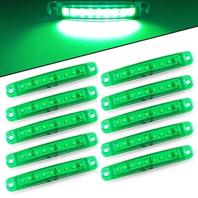 Image de yifengshun 10pcs Lumière Latérale 9SMD 12 24V Feux Latéraux Super Lumineux LED Pour Latéral de Position Du Camion Conduite Automatique Avant Arrière Remorque Moto (Vert)