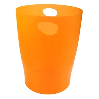 Image de Exacompta Réf. 45352D Lot de 8 corbeilles à papier, poubelles ECOBIN avec poignées Volume 15 litres, pour le bureau comme en Home office Dimensions 26,3 x 33,5cm translucide tangerine