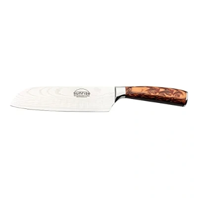 Image de Rockingham Forge Sunrise Collection 12,5 cm Couteau Santoku en Acier Inoxydable X40Cr13 et Poignée Résine, Marron