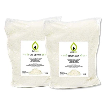 Image de Purespa Cire de soja pour bougies 2KG en Flocons fabriquer des 100% naturelle et bio. PROMOTION