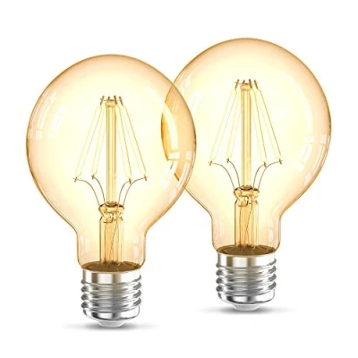 Image de B.K.Licht Lot de 2 ampoules LED Edison Vintage G80 I E27, 4W, blanc chaud 2200K, intensité lumineuse 320lm, ampoule rétro à filament