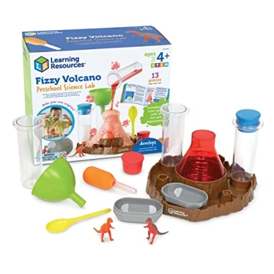 Image de Learning Resources Kit Scientifique préscolaire Volcan en éruption de, expériences de réactions Chimiques effervescentes et moussantes pour Enfants, Jouets STEM 13 pièces, 4+