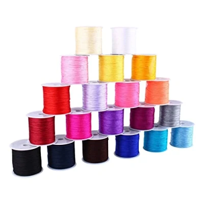 Image de JTLB Corde en Satin de Nylon, Cordon Queue Rat 0,8 Mm pour Kumihimo, Bracelets Tressés, Pendentifs, Collier, macramé, Porte clés, Sacs à Cordon, Perles