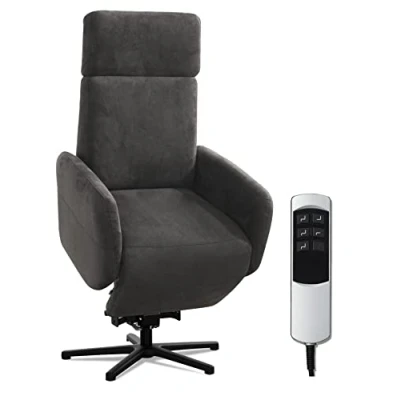 Image de CAVADORE Cobra Fauteuil TV avec 2 Moteurs, Batterie + Aide au Levage/Fauteuil Fonction allongée, Relaxation télécommande, Pied en étoile, Charge jusqu&#039;à 130 kg/71 x 110 82