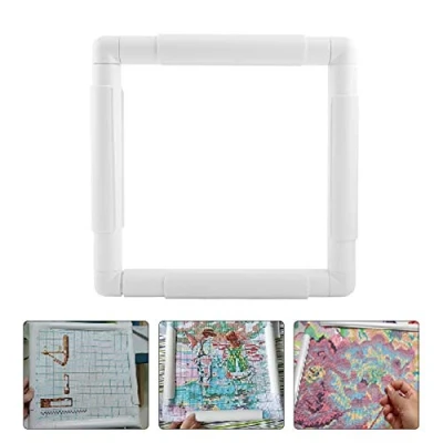 Image de HEEPDD Cerceau Broderie, Broderie Fixe Couture carré Plastique pour Cadre de Point Croix en l&#039;outil Pointe Broderie(20.3x20.3cm)