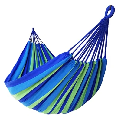 Image de GOCAN hamac 2 Places Personnes Toile 250x160cm Longueur Totale 330cm Charge 250kg Jardin Exterieur pour d&#039;interieur Double de Bleu