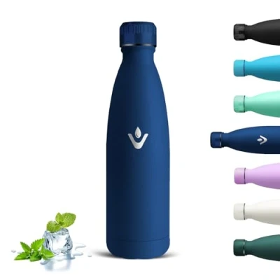Image de Grsta Gourde Isotherme, Sans BPA 500ml, Réutilisable Inox, 24h Froid et 12h Chaud, Bouteille d&#039;eau en Acier Inoxydable, Anti Fuite Isotherme pour Enfant, Camping, Cyclisme