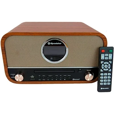 Image de Roadstar HRA 1782NBT Stéréo Vintage, Radio Numérique FM, Lecteur CD MP3/CDR/CDRW, Bluetooth, Enregistrement et Lecture USB, ENTRÉE AUX RCA, Télécommande, Connexion pour Casque, Rétro, Bois