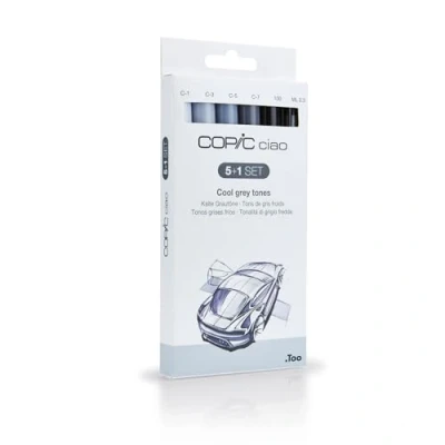 Image de Copic Ciao Ensemble comprenant Marqueur Gris Tones (Lot de 5)/ Stylo multiliner