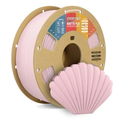 Image de OVERTURE Filament PLA Matte 1.75mm, 1kg(2,2lbs) Neatly Wound Surface Mate Filaments pour Imprimante 3D FDM, Précision dimensionnelle +/ 0,02 mm (Matte Baby Pink)