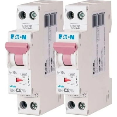 Image de EATON 264749 PLG4 C32/1N DISJONCTEUR MODULAIRE PH/N Blanc MANETTE VIOLETTE 1P+N / 32 A COURBE C Raccordement à vis 2 disjoncteurs