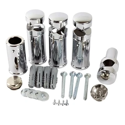 Image de MyHomeware Lot de support universel pour radiateur sèche serviettes plat ou incurvé avec bouchons