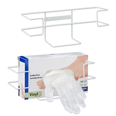 Image de relaxdays Distributeur de Gants, Lot 2, Support pour boîtes jetables, H x L P : 10 27,5 8,5 cm, Fer, Blanc