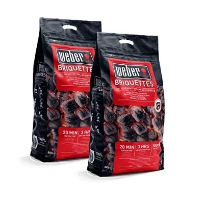 Image de Weber Briquettes de Charbon Sac 8 kg Bois pour Barbecues Combustible BBQ Qualité Premium, Facile à Allumer, Longue Durée 100% Naturel, Base Déchets (17590168)