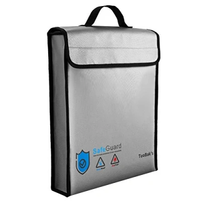 Image de TuoBak&#039;s Sac Ignifuge pour Documents, Porte Documents étanche et à feu de Poches intégrées Cartes crédit en Fibre Verre qualité supérieure