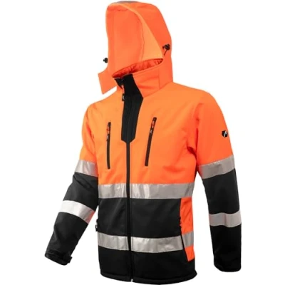 Image de ACE Neon Veste de sécurité Softshell Robuste avec réflecteurs et Capuche Amovible en ISO 20471 Orange XL