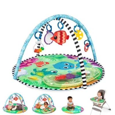 Image de Baby Einstein Sea Floor Explorers, Tapis D&#039;éveil Aquatique 2 en 1, Portable, 5 Jouets Amovibles, 4 Modes d&#039;amusement, Nouveau né+