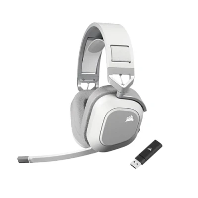 Image de Corsair HS80 Max Wireless Casque de Jeu Multiplateforme avec Bluetooth Dolby Atmos Microphone Qualité Professionnelle Compatible iCUE PC, Mac, PS5, PS4, Switch, Mobile Blanc