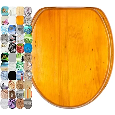 Image de Sanilo Abattant WC frein de chute, Grande sélection lunettes toilette avec abaissement automatique, Fixation facile (Bois)