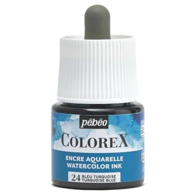 Image de Pébéo Encre Colorex 45 ML Bleu Turquoise Aquarelle Rendu Velouté Dessin Multi outil Tous Supports
