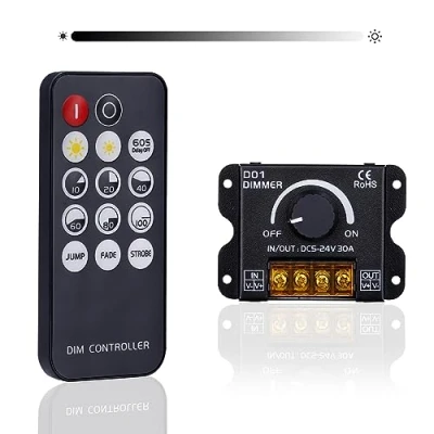 Image de GOMING DC 5V 12V 24V 30A RF LED Gradateur de Bande PWM Contrôleur Gradation Contrôle Sans Fil ou Via le Bouton pour Régler la luminosité Convient aux Bandes lumineuses