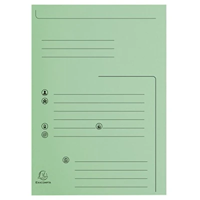 Image de Exacompta Réf. 334004E Paquet de 25 chemises rigides imprimées avec 2 rabats SUPER 210 g/m² couleurs pastel certifiées PEFC™ dimensions 24 x 32cm pour documents format A4 couleur vert clair