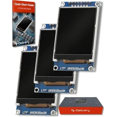 Image de AZDelivery 3 x 1,77 Pouces Écran ST7735 TFT 128x160 Pixels Compatible avec Arduino et Raspberry Pi incluant Un Ebook!