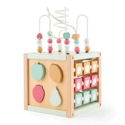 Image de Bieco Cube de motricité Berry en bois durable FSC® jeu pour bébé à partir 1 an d&#039;activité Centre Montessori Jouet