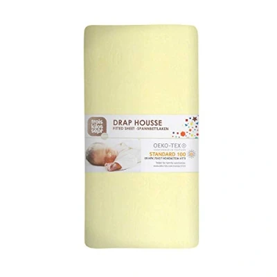 Image de TROIS KILOS SEPT Drap Housse Bébé 70x140 cm 100% Coton Label OEKO TEX Jersey Extensible Jaune