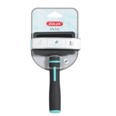 Image de Zolux Brosse Slicker. Taille M, 9,5 x 5,5 cm, Longueur 18.3 cm. Gamme ANAH pour chien ZO 470801