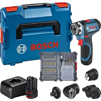 Image de Bosch Professional 12V System perceuse visseuse sans fil GSR 15 FC (avec 2 batteries GBA 2,0 Ah, chargeur, 4 adaptateurs, Set de 40 accessoires, L BOXX 136) Amazon Exclusive