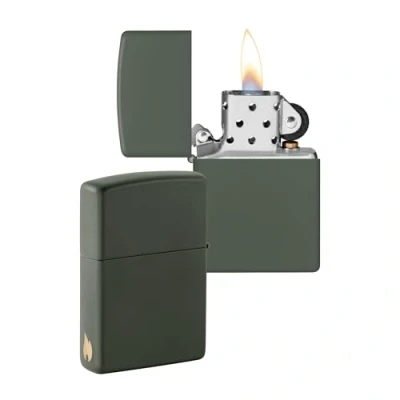 Image de Zippo Modèle Flamme Green Matte Laser Engrave Briquet Coupe Vent, Rechargeable, dans Une boîte Cadeau de Haute qualité