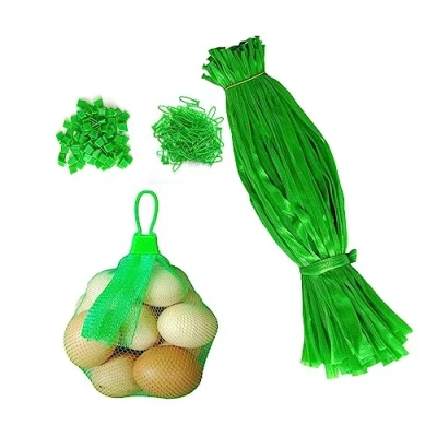 Image de Molyorch 100 Pièces Sac en Filet Réutilisable,Sac de D&#039;oeufs, pour Sacs Stockage Fruits Noix, Épicerie et légumes Le Shopping Stockage(Vert)