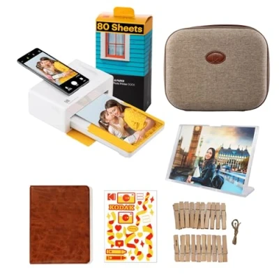Image de KODAK Dock Plus PD460 Lot de 90 Papiers Photo &amp; Accesorios, Imprimante Portable pour Smartphones, Tirage Instantané 10x15cm, iOS et Android, Bluetooth Docking Jaune Blanc