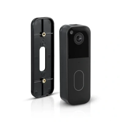 Image de Wasserstein Support sans perçage compatible avec sonnette vidéo Blink mural/support de montage pour système fil Security (noir)