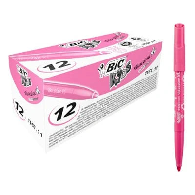 Image de BIC Kids Visacolor XL Feutres de Coloriage à Pointe Large, Lavables, Encre base d&#039;eau Rose, Boîte 12
