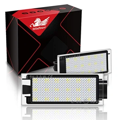 Image de WinPower LED Eclairage de plaque d&#039;immatriculation Ampoule Arrière 18 SMD 6000K Blanc Xénon Sans Erreur pour Laguna/Vel Stis/Megane/Master/Clio/Twingo/Kangoo/Espace etc., 2 Pièces