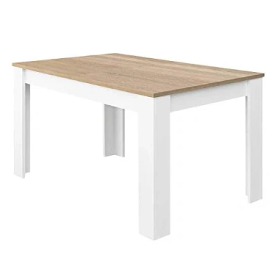 Image de LOUNGITUDE Table à Manger Extensible L140/190 cm Blanc/chêne
