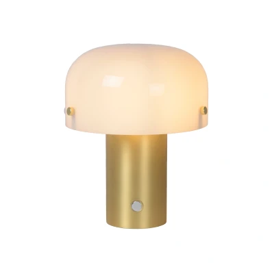 Image de LUCIDE TIMON Lampe de table 1xE14 3 StepDim Or Mat/Laiton/Opalin