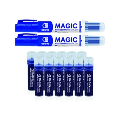 Image de ESENG® Marqueur pour tableau blanc Magic WM 218 (12 cartouches + 2 marqueurs, bleu)