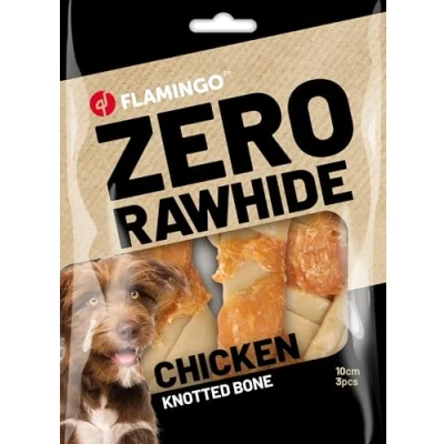 Image de Flamingo Friandises Zero Rawhide Os noué avec Poulet 3 pièces de 10cm, 40gr.