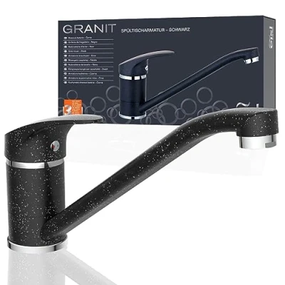 Image de EISL NI182SMCR Robinet de cuisine pivotant à 360 Idéal pour évier double mitigeur monocommande Noir granit
